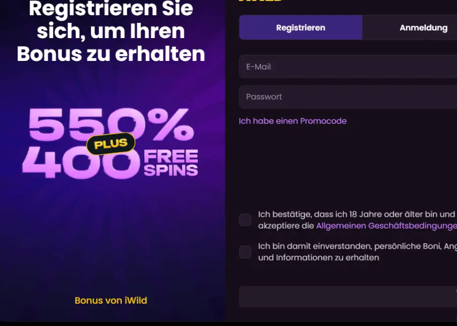 Iwild casino registration bonus